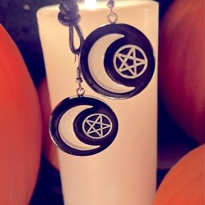 Crescent moon & pentacle earrings